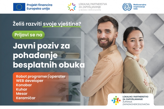 PRODUŽEN ROK ZA PRIJAVE NA JAVNI POZIV NEZAPOSLENIM OSOBAMA  ZA POHAĐANJE OBUKA PO PROGRAMIMA OSPOSOBLJAVANJA